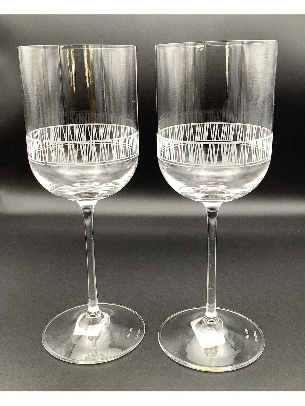Wedgwood Vera Wang Modern Graphic Crystal Wine Glass Water Goblet *Set of 2*